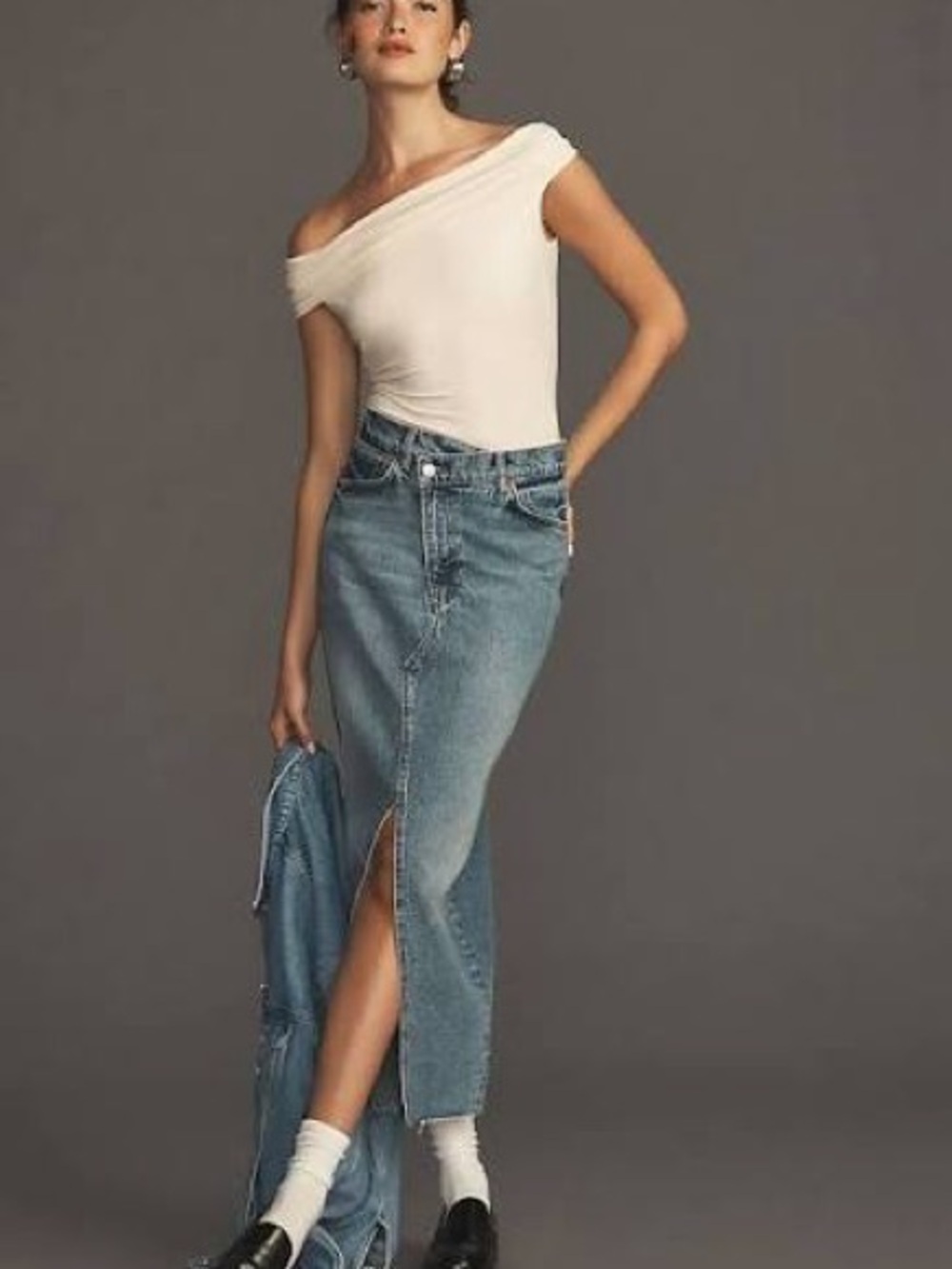 Reformation Nila Long Denim Skirt